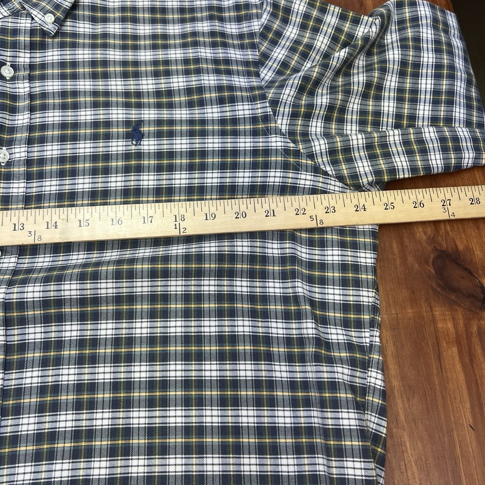Ralph Lauren Custom Fit Plaid Button Down Shirt Men's XL Blue Green Yellow - Picture 8 of 16